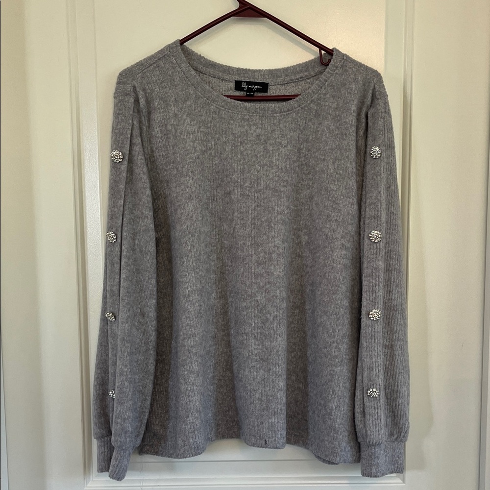 Lily Morgan rhinestone button accented sweater size xl